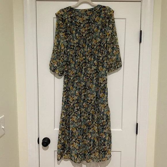 NWT Loft Floral Ruffle Midi Shirtdress - Picture 6 of 11
